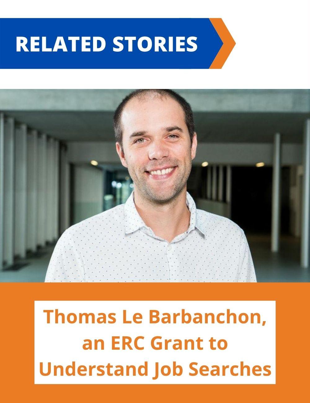 Image: Thomas Le Barbanchon smiling. Link to related stories. Story headline: Thomas Le Barbanchon, an ERC Grant to Understand Job Searches