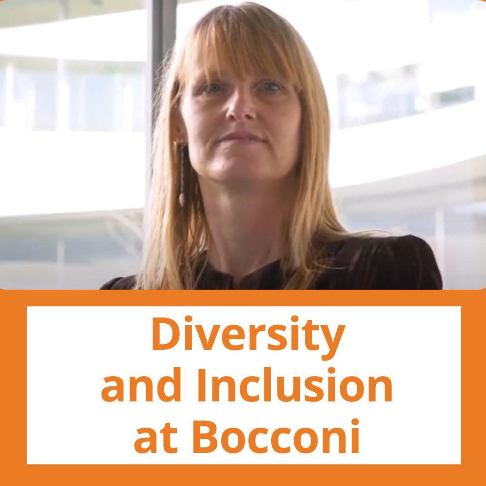 Link to related video. Image: photo of Catherine De Vries. Video headline: Diversity and Inclusion at Bocconi