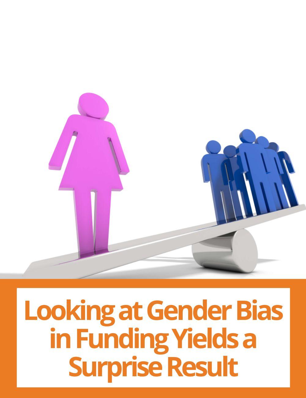Link to related stories. Image: a weigher and figures of people. Story headline: Looking at Gender Bias in Funding Yields a Surprise Result 