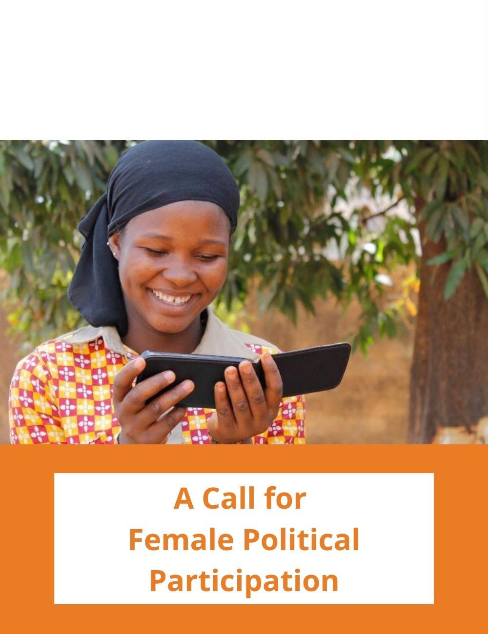Image: a smiling black girl reads. Link to related stories. Story headline: A call for female political participation.