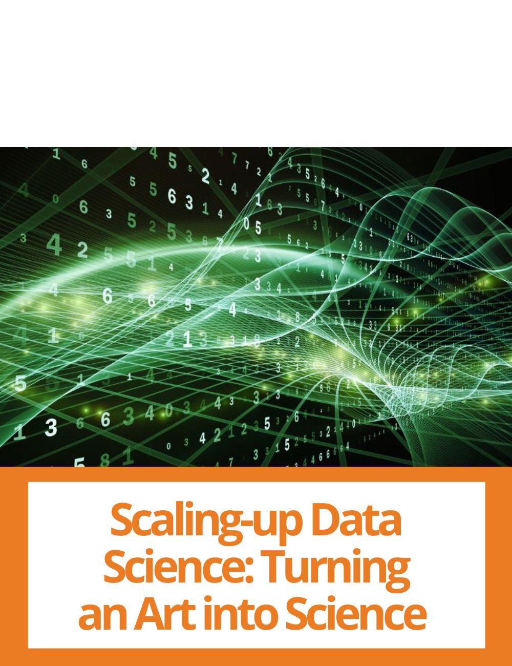 Link to related stories. Image: elements that recall data and computing sciences. Story headline: Scaling-up Data Science: Turning an Art into Science